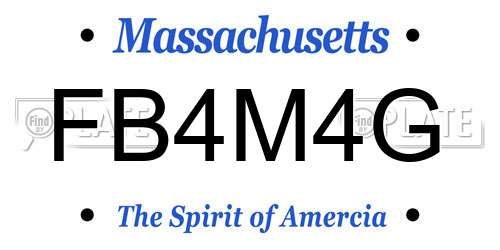 FB4M4G Massachusetts License Plate