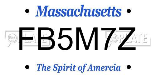 FB5M7Z Massachusetts License Plate