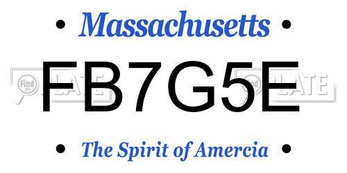 FB7G5E Massachusetts License Plate