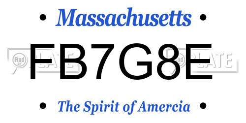 FB7G8E Massachusetts License Plate