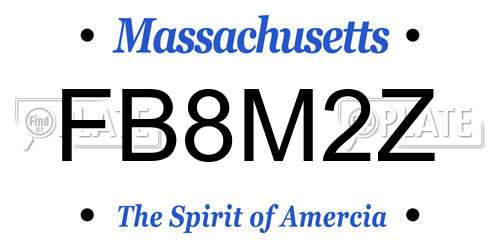FB8M2Z Massachusetts License Plate