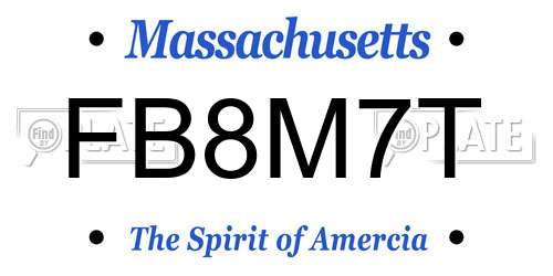 FB8M7T Massachusetts License Plate