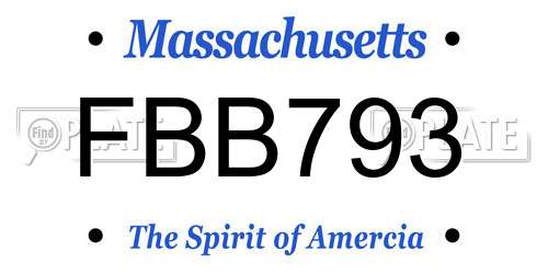 FBB793 Massachusetts License Plate