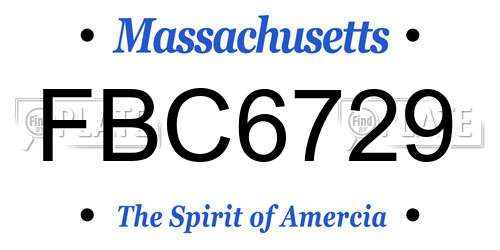 FBC6729 Massachusetts License Plate