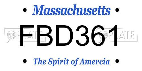 FBD361 Massachusetts License Plate