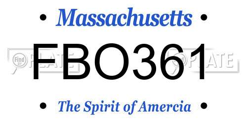 FBO361 Massachusetts License Plate