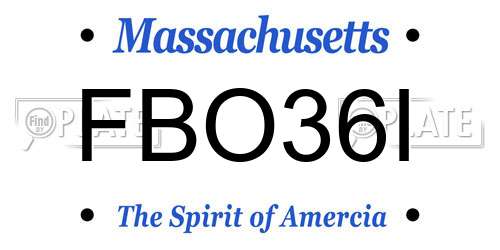 FBO36I Massachusetts License Plate