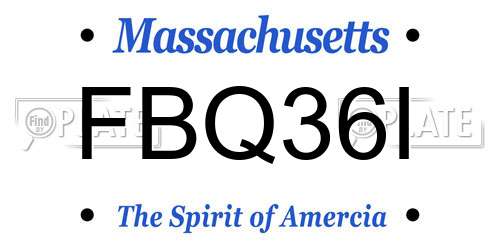 FBQ36I Massachusetts License Plate