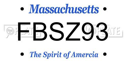 FBSZ93 Massachusetts License Plate
