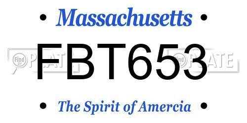FBT653 Massachusetts License Plate