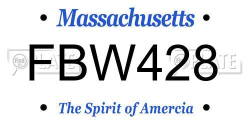 FBW428 Massachusetts License Plate