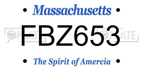 FBZ653 Massachusetts License Plate