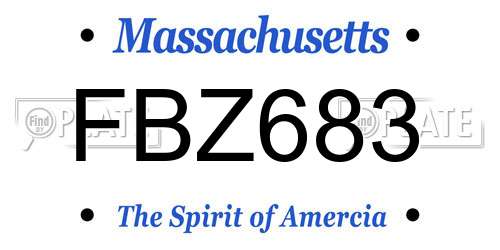 FBZ683 Massachusetts License Plate