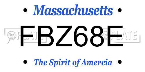 FBZ68E Massachusetts License Plate