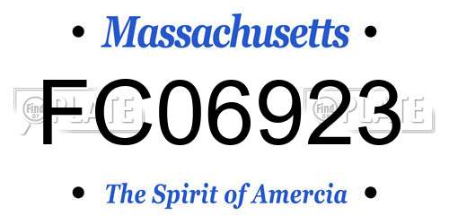 FC06923 Massachusetts License Plate