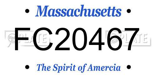 FC20467 Massachusetts License Plate