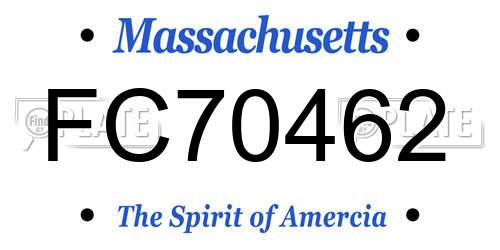 FC70462 Massachusetts License Plate