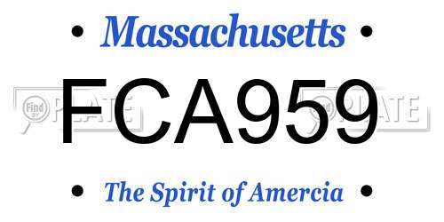 FCA959 Massachusetts License Plate
