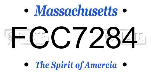 FCC7284 Massachusetts License Plate