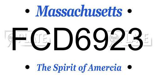 FCD6923 Massachusetts License Plate