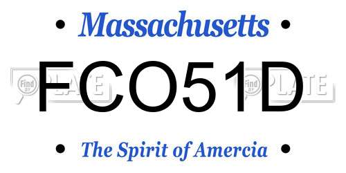 FCO51D Massachusetts License Plate