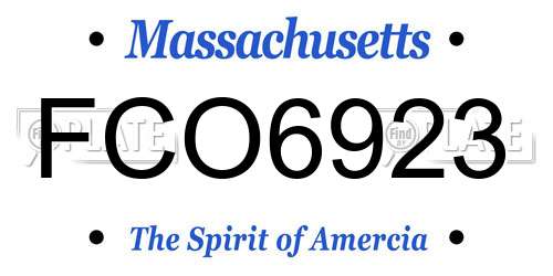 FCO6923 Massachusetts License Plate