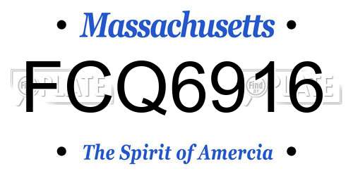 FCQ6916 Massachusetts License Plate
