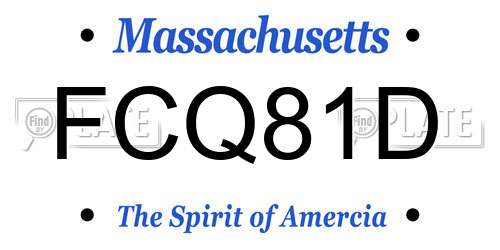 FCQ81D Massachusetts License Plate