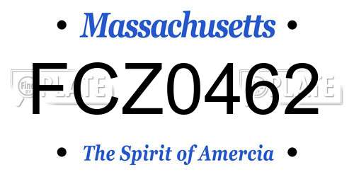 FCZ0462 Massachusetts License Plate