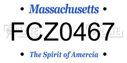 FCZ0467 Massachusetts License Plate