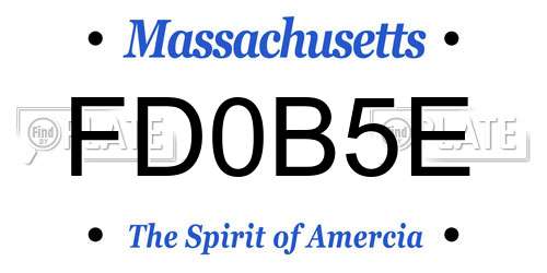 FD0B5E Massachusetts License Plate
