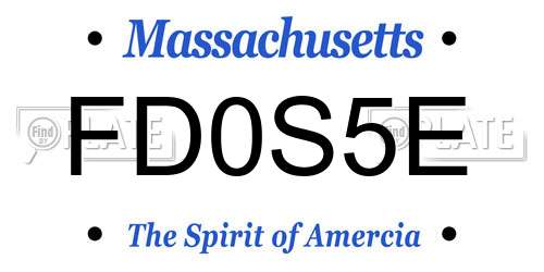 FD0S5E Massachusetts License Plate