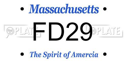 FD29 Massachusetts License Plate