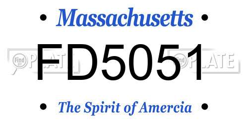 FD5051 Massachusetts License Plate