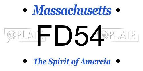 FD54 Massachusetts License Plate