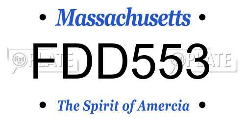 FDD553 Massachusetts License Plate