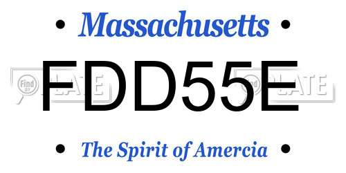 FDD55E Massachusetts License Plate