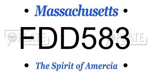 FDD583 Massachusetts License Plate