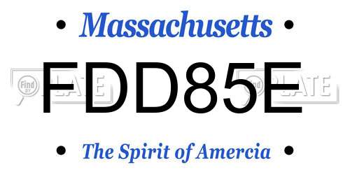 FDD85E Massachusetts License Plate
