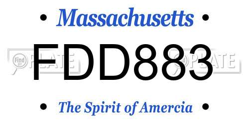 FDD883 Massachusetts License Plate