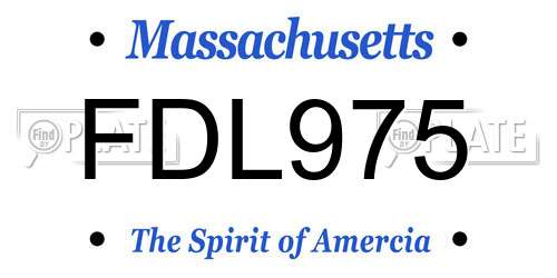 FDL975 Massachusetts License Plate
