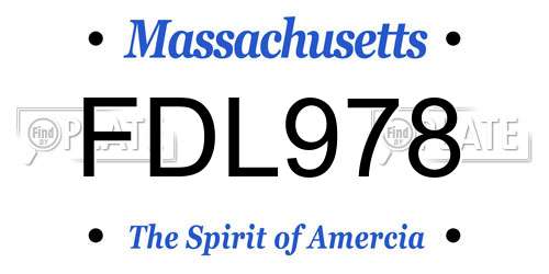 FDL978 Massachusetts License Plate