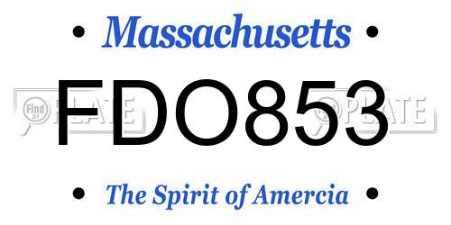 FDO853 Massachusetts License Plate