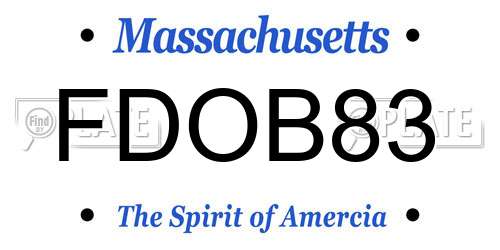 FDOB83 Massachusetts License Plate