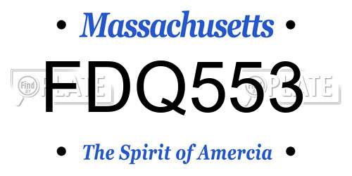 FDQ553 Massachusetts License Plate