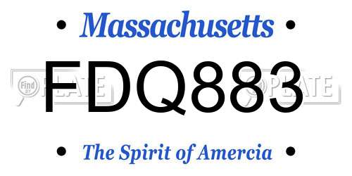 FDQ883 Massachusetts License Plate
