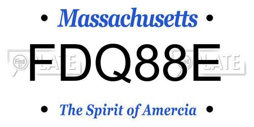 FDQ88E Massachusetts License Plate
