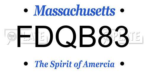 FDQB83 Massachusetts License Plate