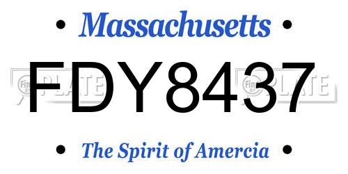 FDY8437 Massachusetts License Plate