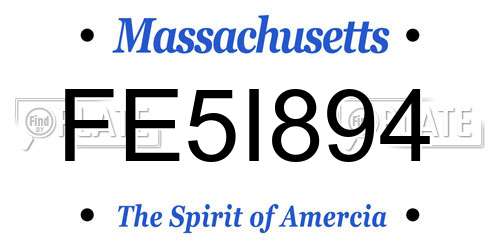 FE5I894 Massachusetts License Plate